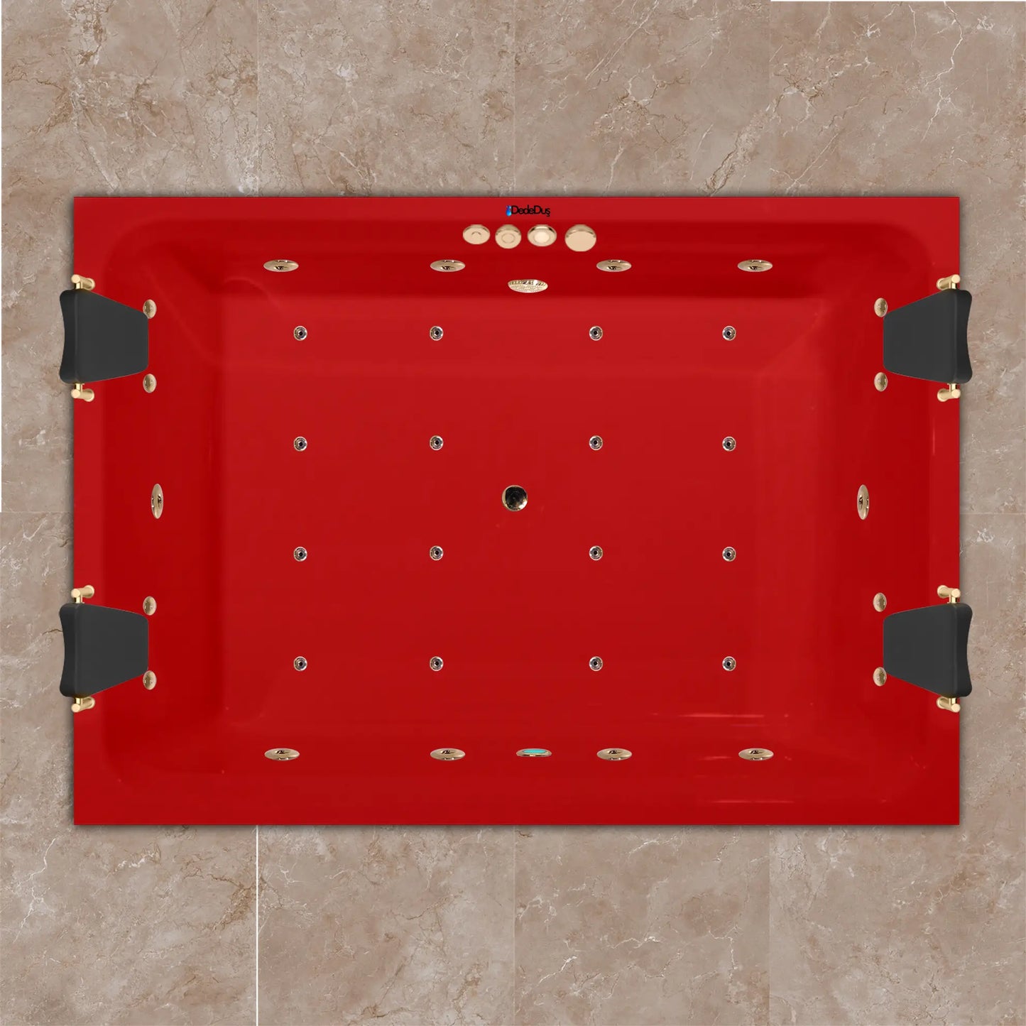 4 kişilik sessiz jakuzili, kırmızı renkli, Optimum lüks küvet, Mersin