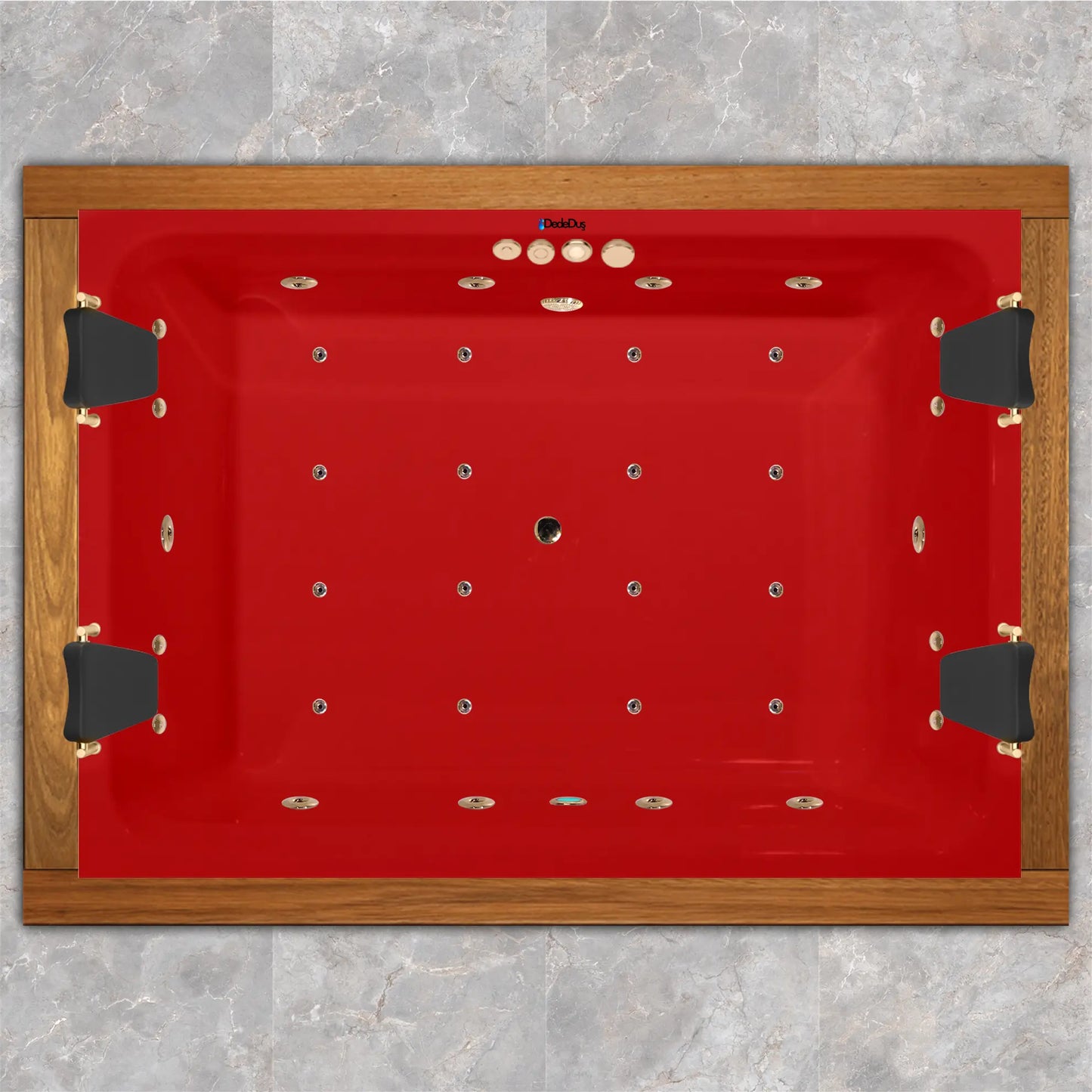 Kırmızı gövdeli, İroko panelli, 4 kişilik, 220x180cm, süper sessiz jakuzi, Arnavutköy