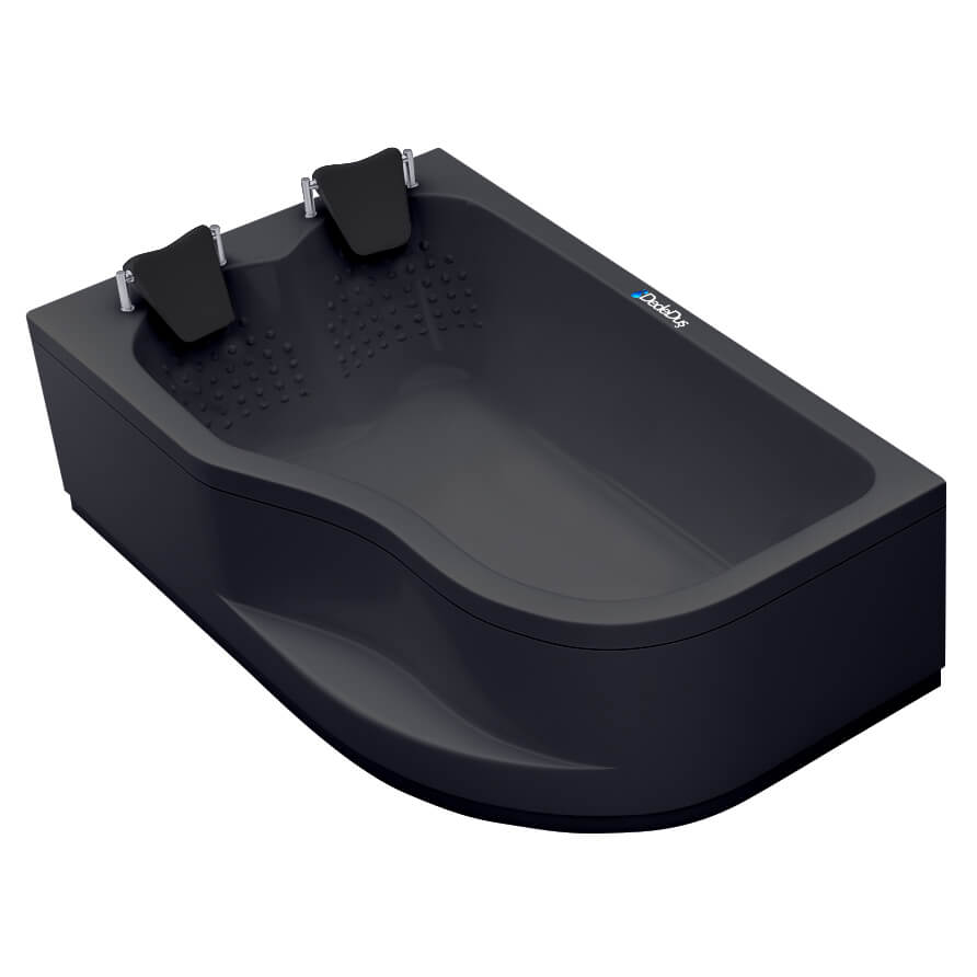 siyah renk 130x180 oturmalı ve basamaklı asimetrik 2 kişilik küvet, Mod Karabağlar, Dede Duş, Bursa