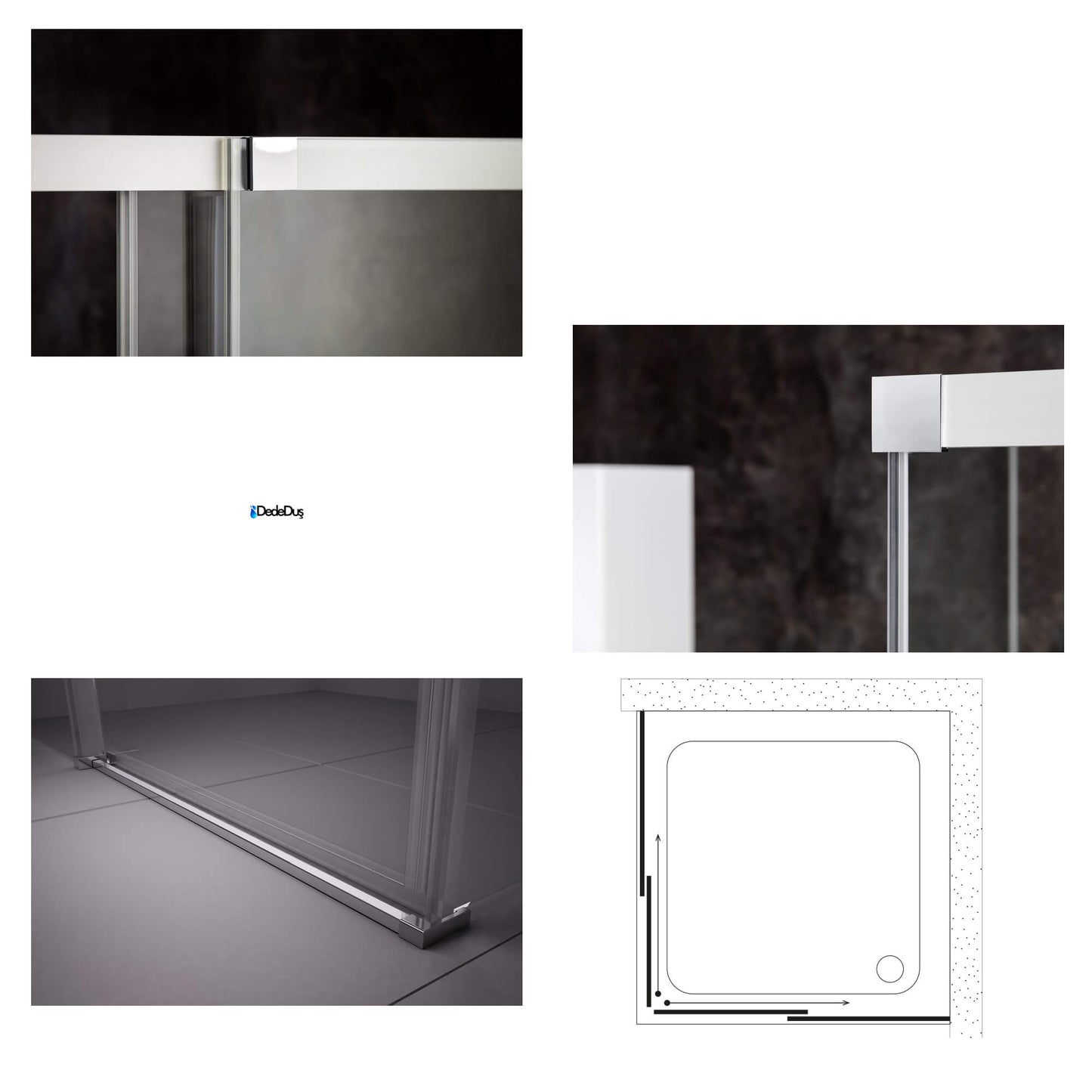 Alüminyum askılı sistem, 2 sabit 2 kayar kapı, kare duş kabini, Dede Duş, Bahçelievler, Çengelköy, Üsküdar