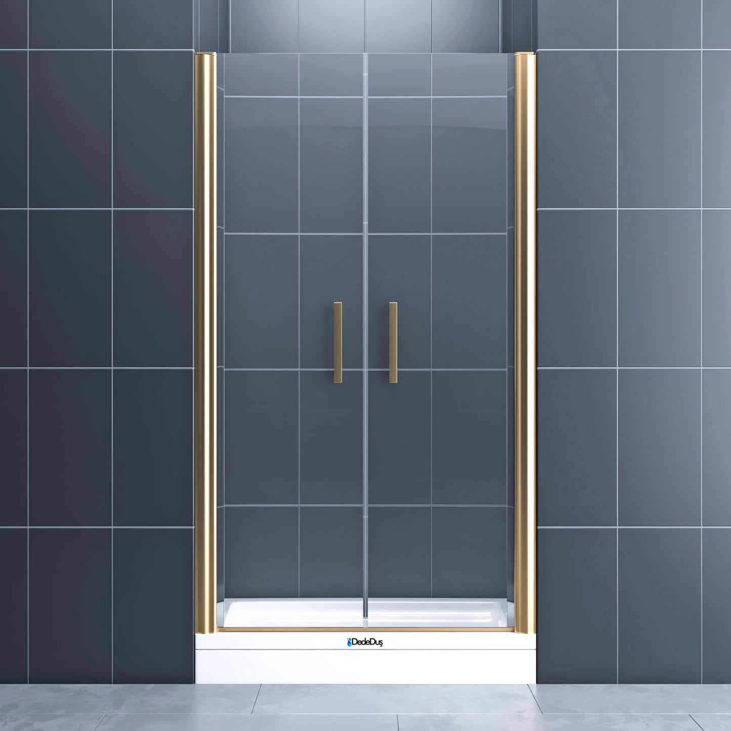 3 duvar arası, 2 açılır kapılı, altın profilli, bar tipi cam duşakabin, Beyoğlu Dede Duş