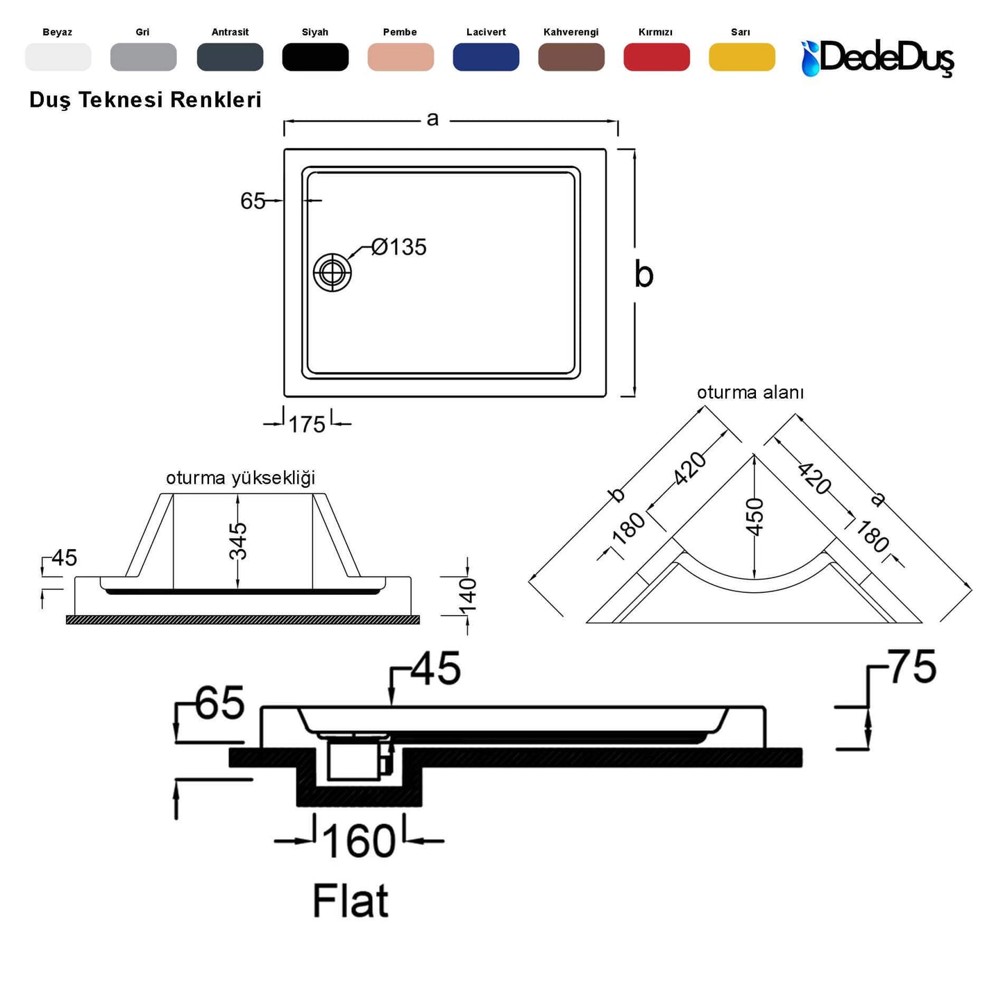 dede duş lüks dikdörtgen flat oturmalı duş teknesi ölçüleri pro Kahramanmaraş