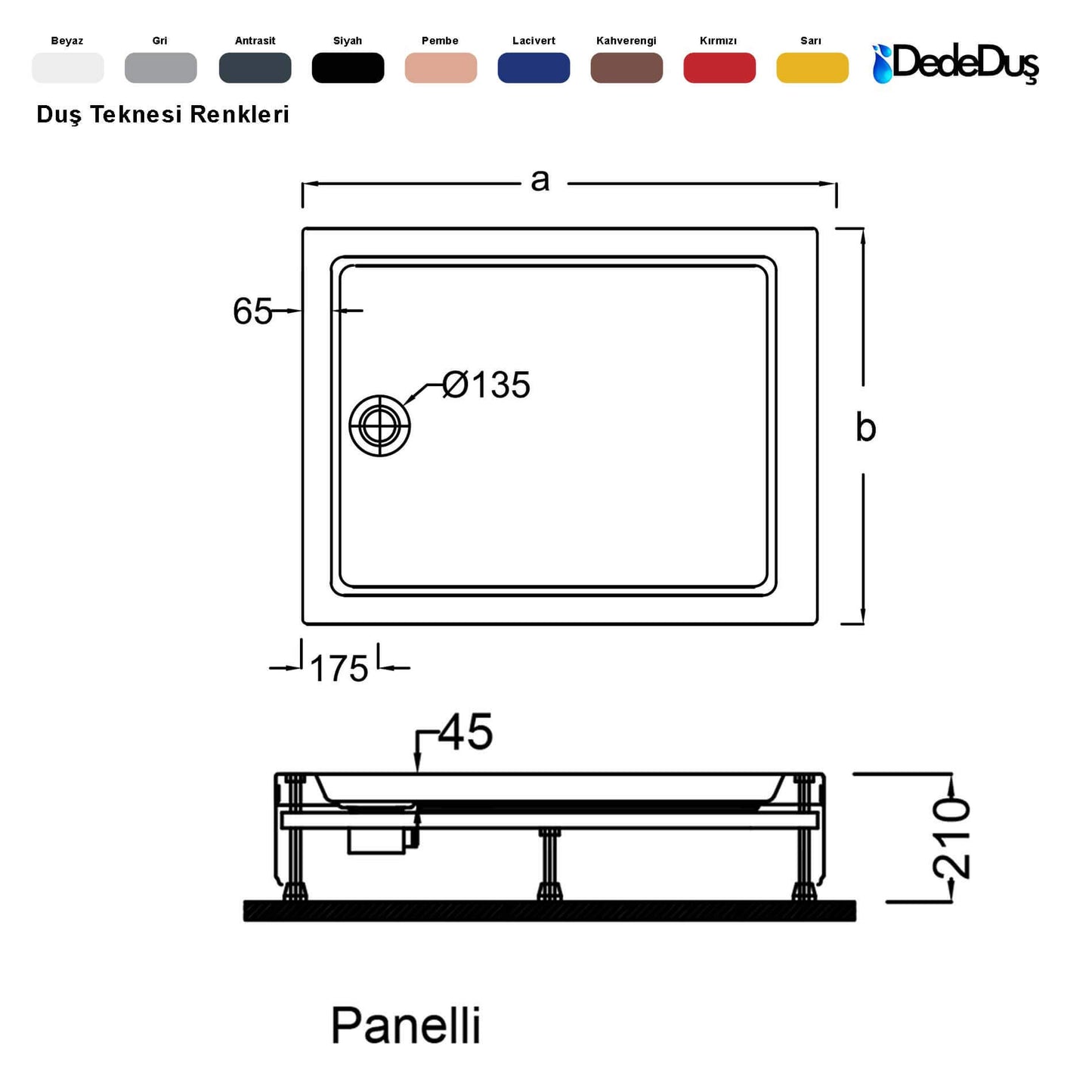 dede duş lüks dikdörtgen panelli duş teknesi ölçüleri pro İstanbul