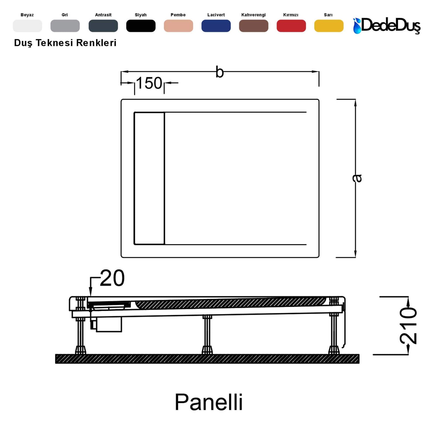 dede duş lüks dikdörtgen panelli duş teknesi ölçüleri pro plus Hatay