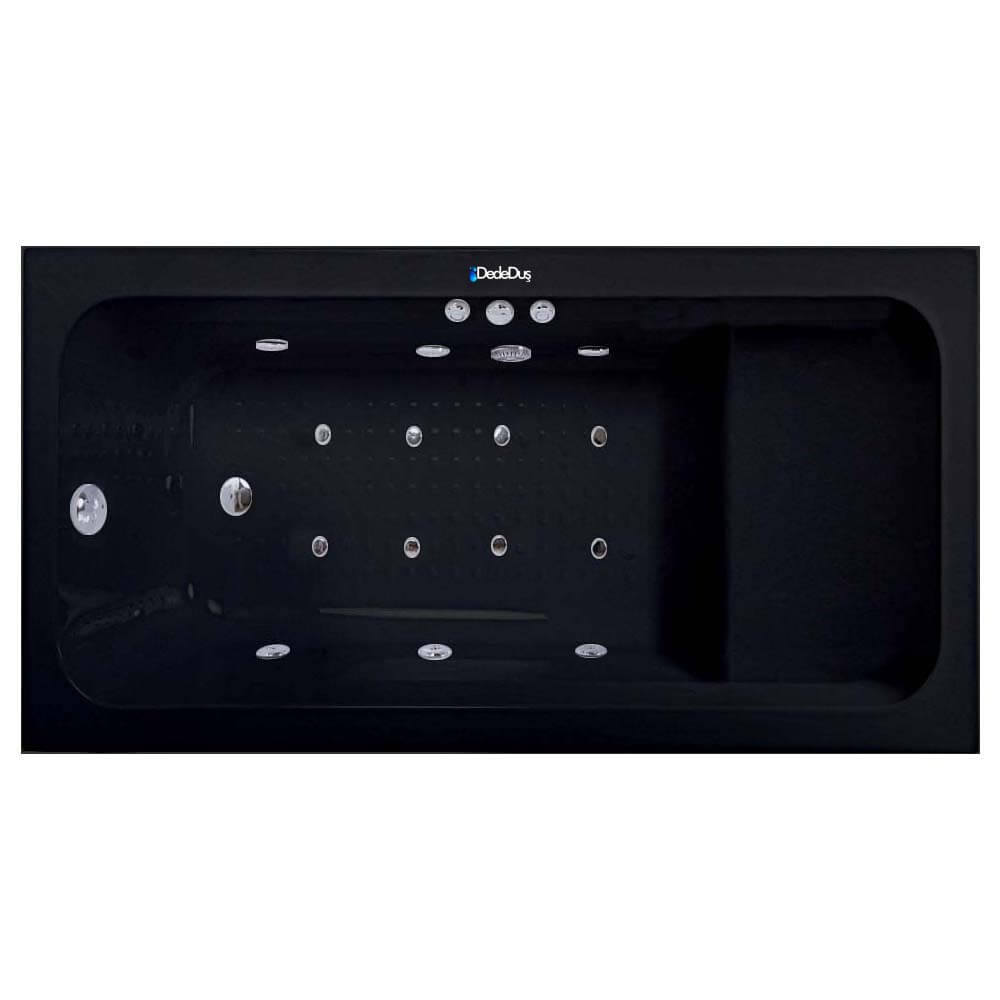 dede duş dikdörtgen oturmalı siyah jakuzi mod Etiler