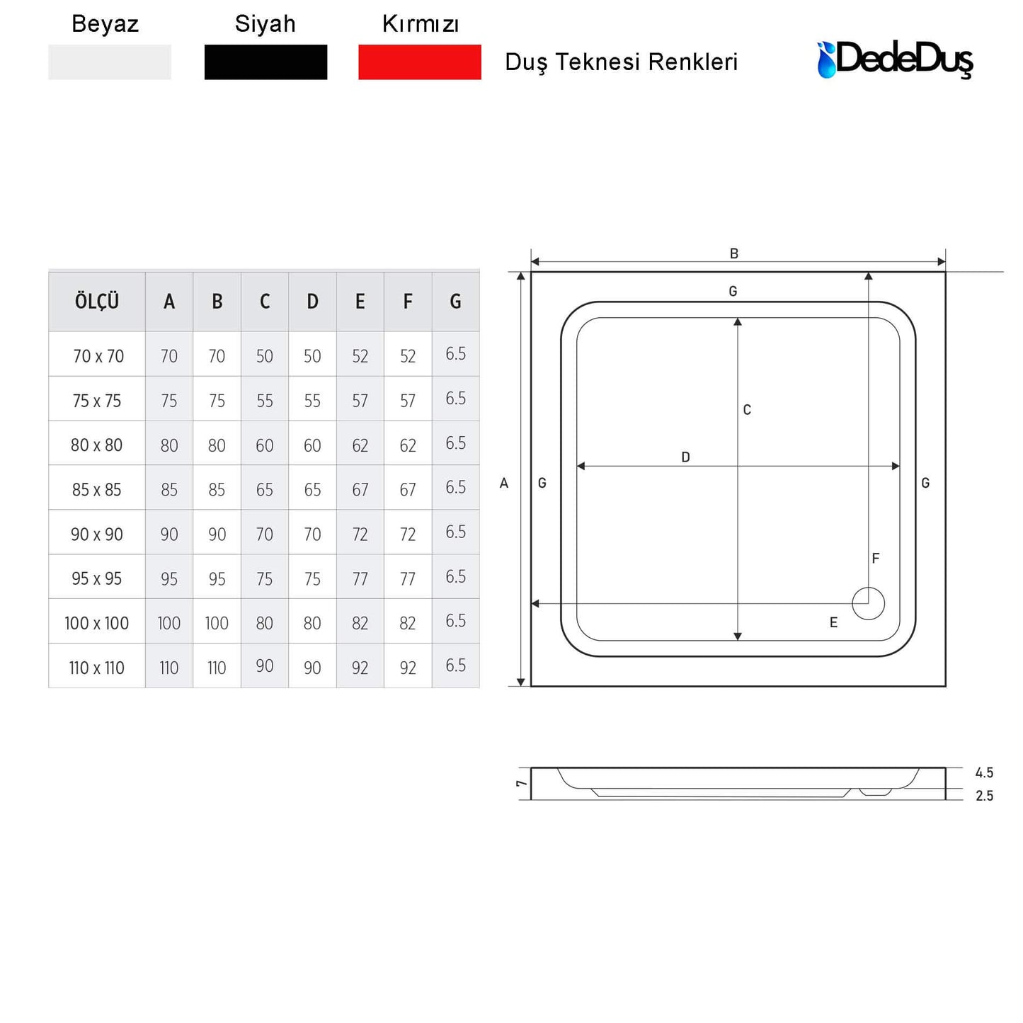 dede duş akrilik kare hemzemin duş teknesi ölçüleri mod Sultanbeyli