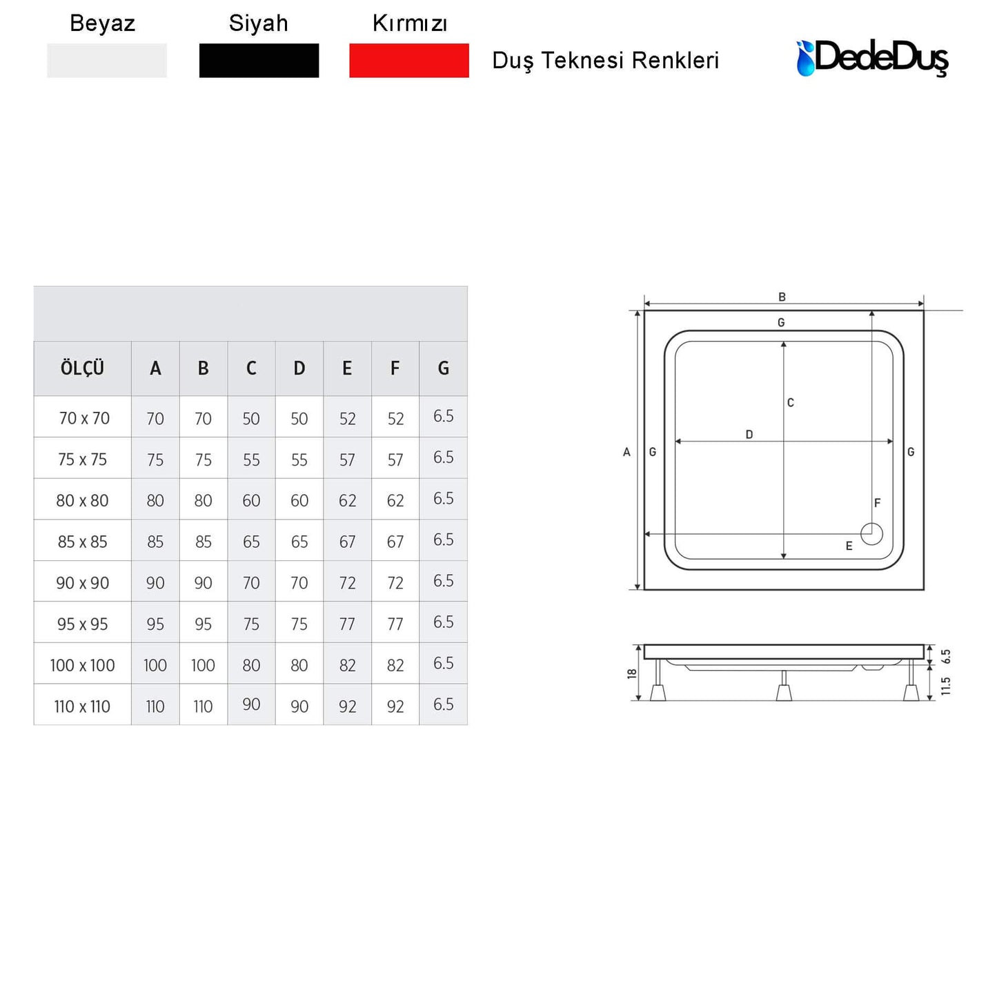 dede duş akrilik kare panelli duş teknesi ölçüleri mod Harbiye