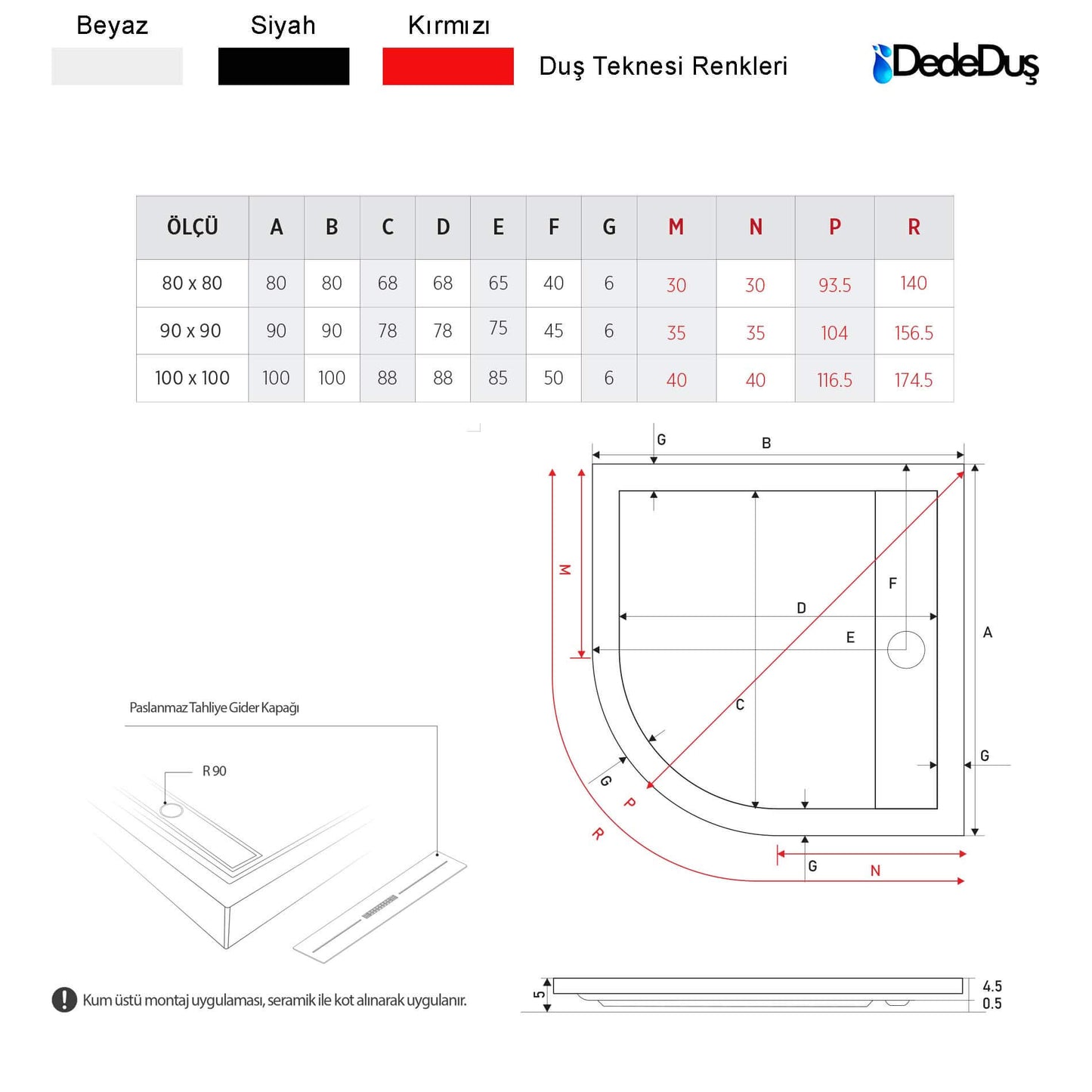 dede duş akrilik oval yere sıfır duş teknesi ölçüsü mod plus Akaretler