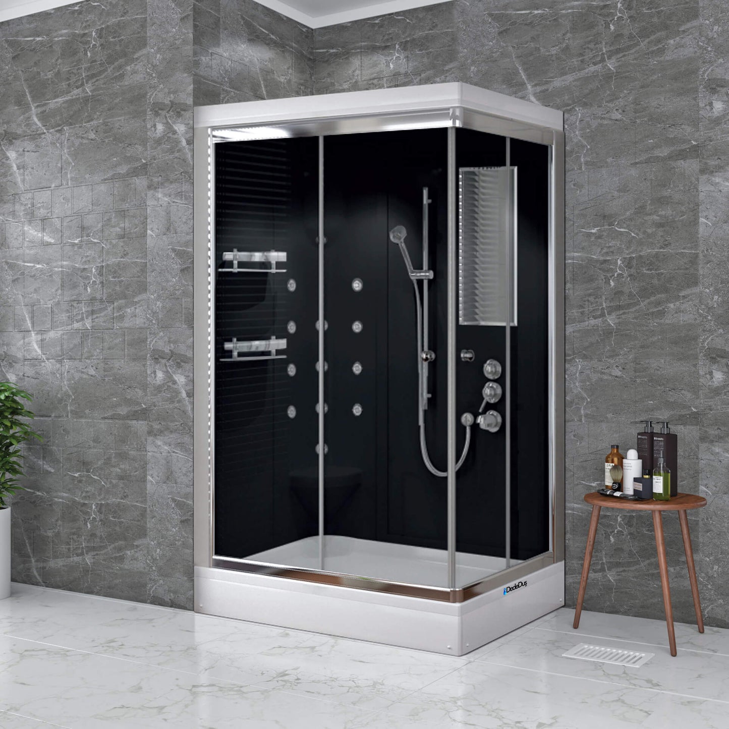 Dikdörtgen tekneli siyah/beyaz kompakt duşakabin Dede Duş, Banyo Concept, Çengelköy, Ankara, İzmir