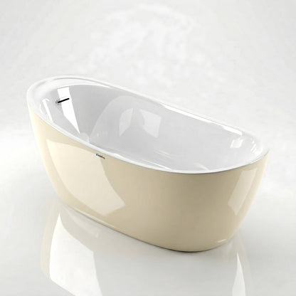 Banyo dekorasyonuna özel olarak dış yüzeyi pastel krem RAL rengine boyanmış, içi beyaz çift renkli Auro lüks bağımsız küvet.