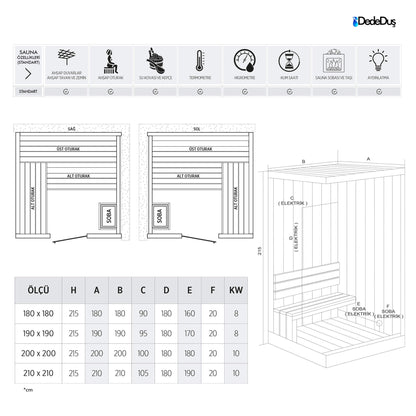 Büyük sauna odası ölçüleri, Dede Duş, Kocaeli, Sapanca