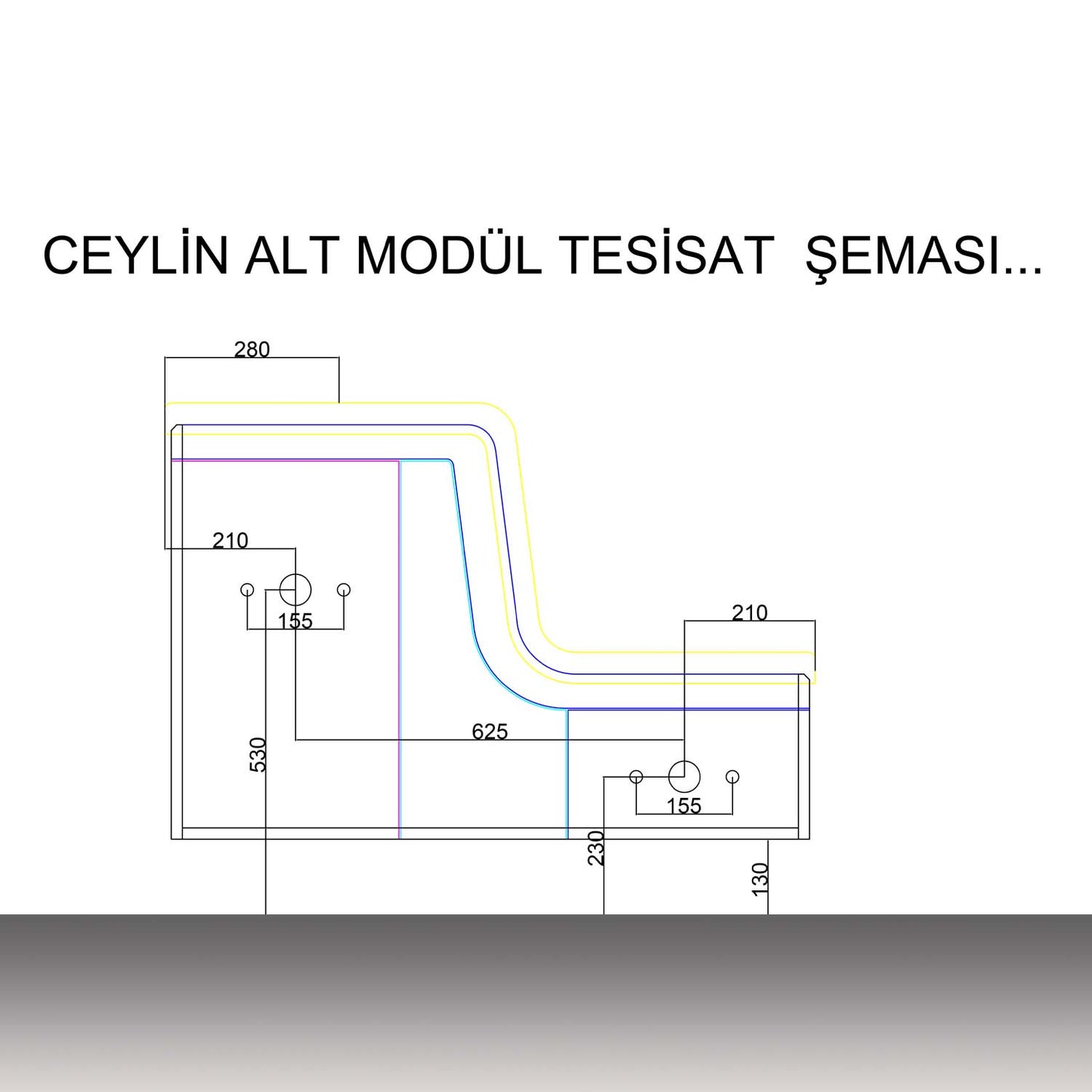 Ceylin Banyo Mobilyası alt modül (lavabolu dolap) tesisat şeması