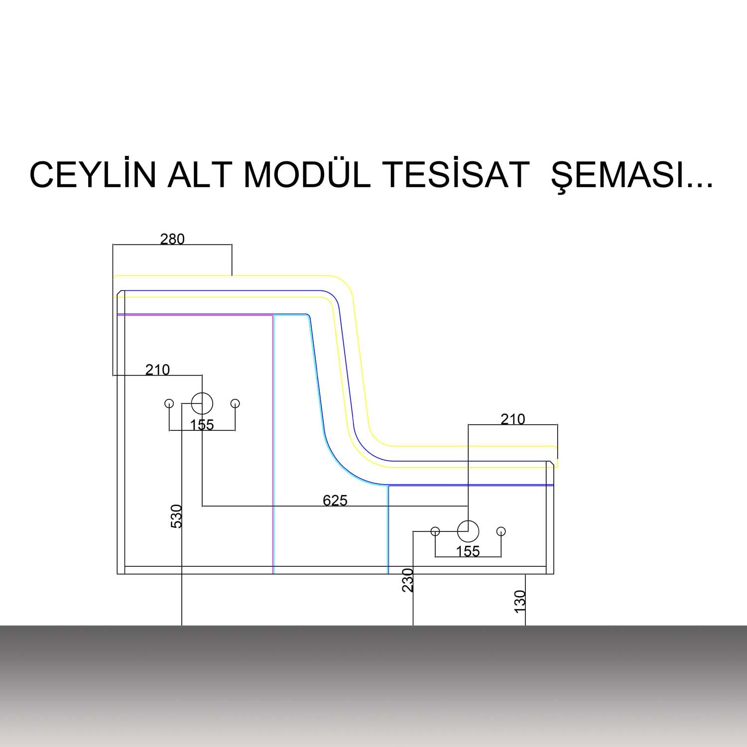 Ceylin Banyo Mobilyası alt modül (lavabolu dolap) tesisat şeması