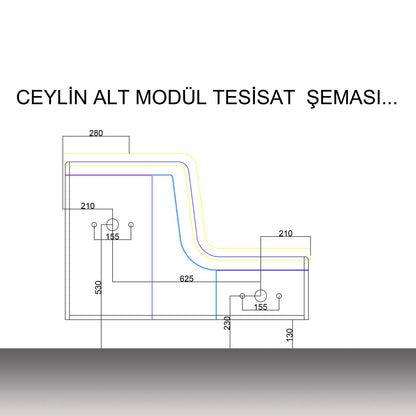 Ceylin Banyo Mobilyası alt modül (lavabolu dolap) tesisat şeması