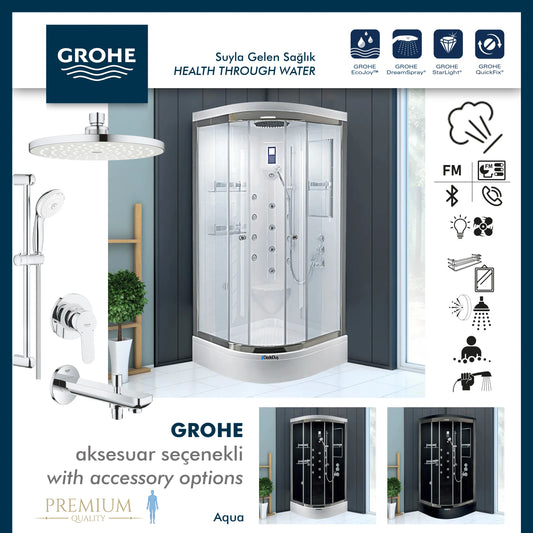 Grohe | Aqua oval, tekneli müzikli, masajlı, buharlı Kompakt Duş Sistemi