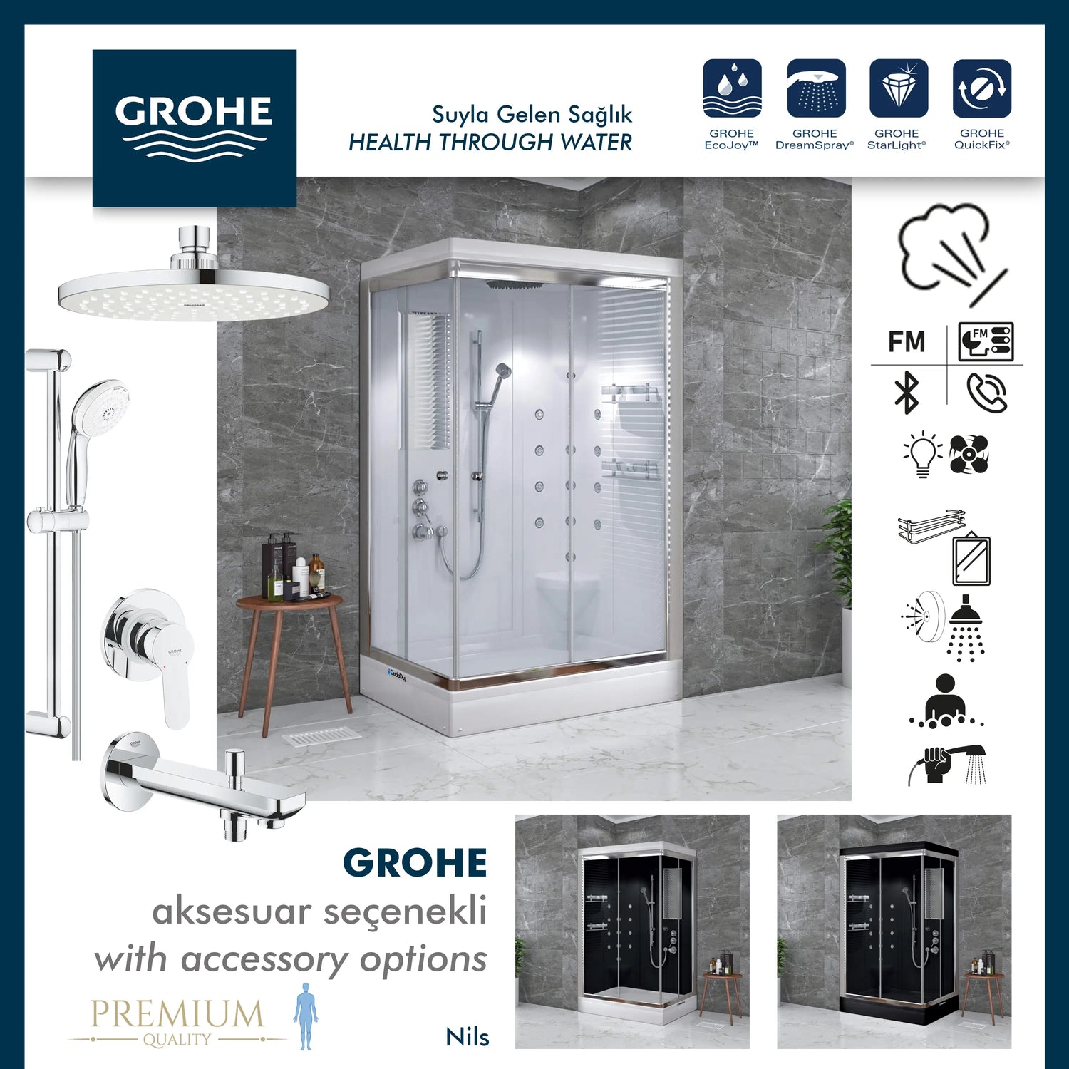 Grohe | Nils Buharlı Kompakt Duş Sistemi