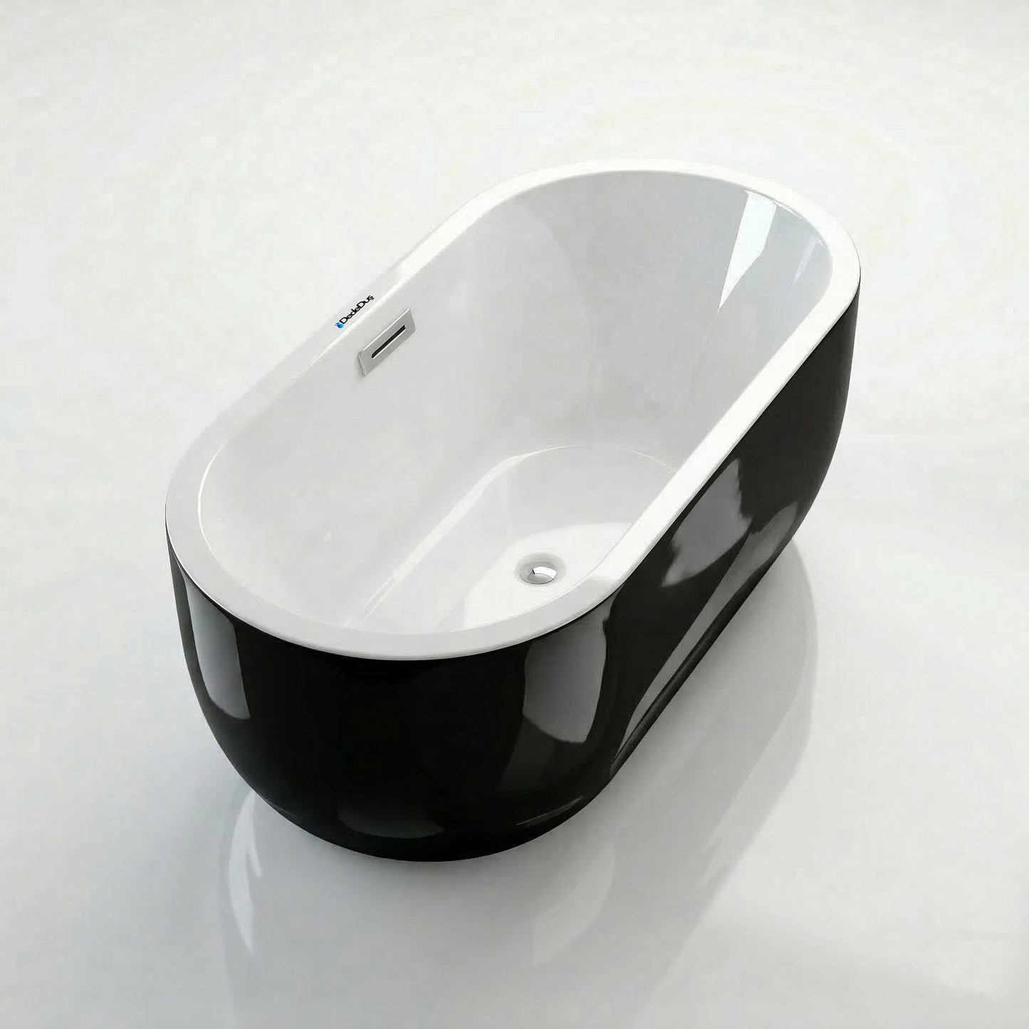 Banyo dekorasyonuna uygun olarak dış yüzeyi parlak siyah RAL rengine boyanmış, içi parlak beyaz çift renkli King bağımsız küvet.