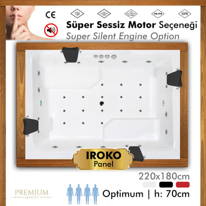 Shower Optimum Plus oturmalı özel küvet, 4 kişilik 180x220cm süper sessiz jakuzi, Türkiye