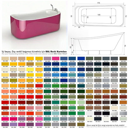 Prestijli mimari projeler için sınırsız kişiselleştirme imkanı sunan, Zea tasarımının teknik ölçülendirmesi ve zengin RAL renk paleti.