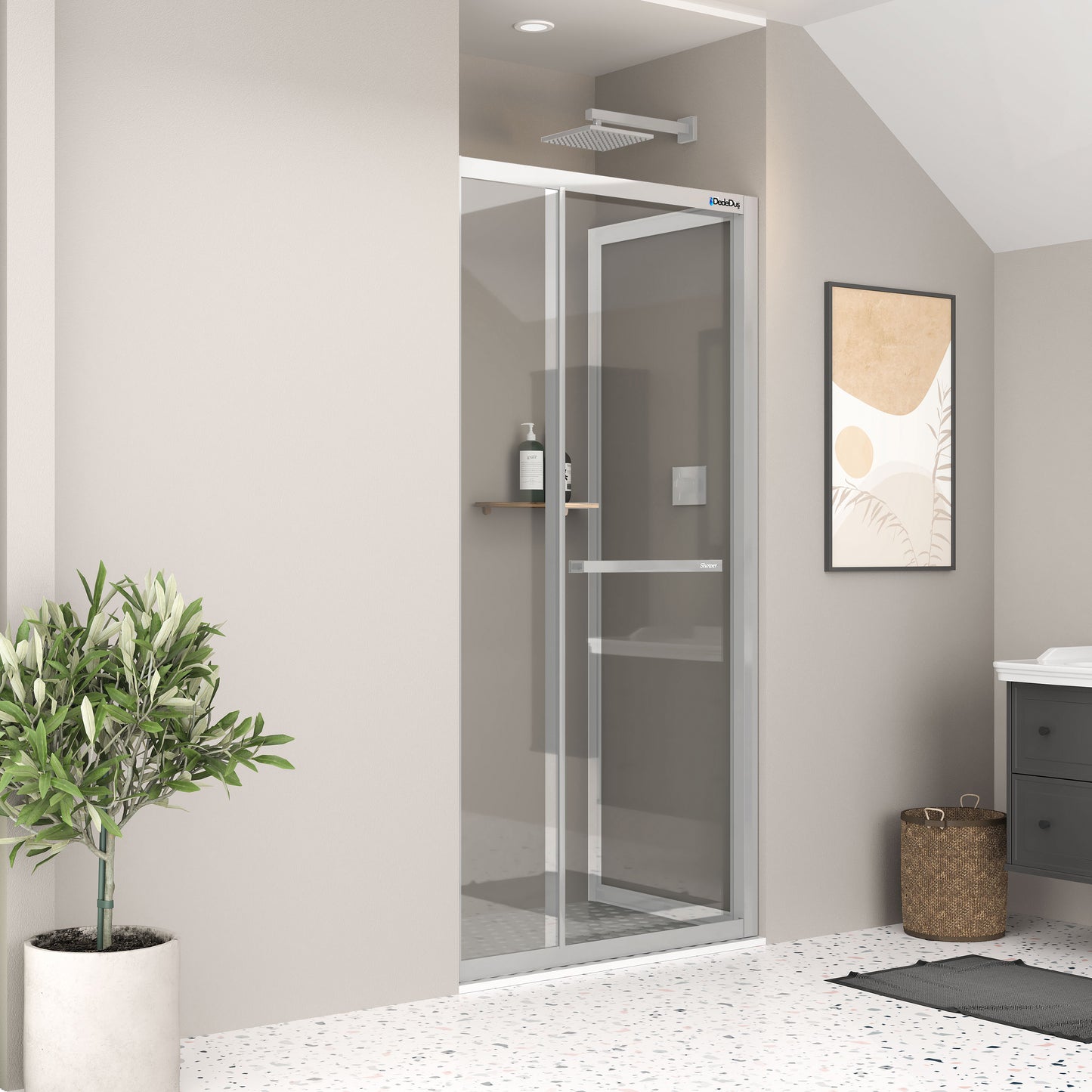 Shower Omen Duvar arası içe katlanır ve sürgülü sistem krom renk duşakabin