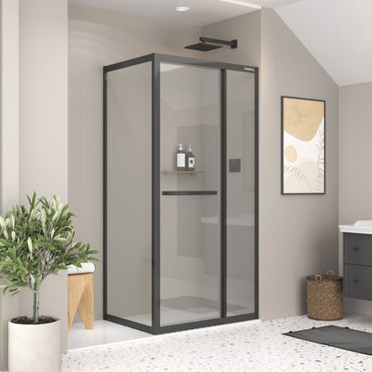 OMEN kare içe katlanır duşakabin siyah profil - kapalı görünüm