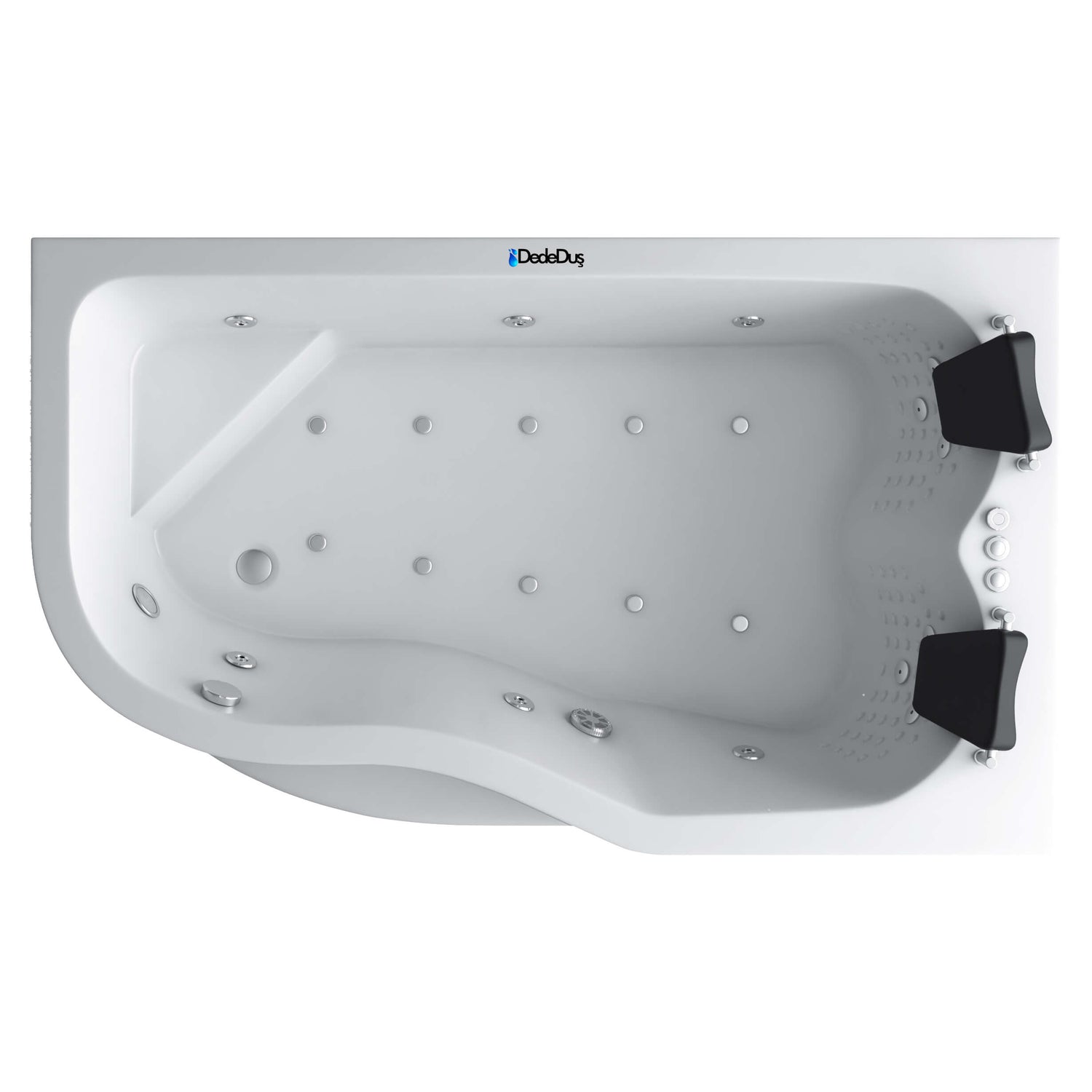 130x180 oturmalı ve basamaklı asimetrik 2 kişilik jakuzi, Mod Karabağlar, Dede Duş, Ayvalık, Balıkesir