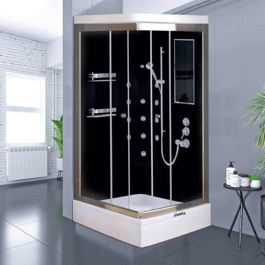 Kare tekneli siyah/beyaz kompakt duşakabin Dede Duş, Banyo Concept, Çengelköy, Beylerbeyi, Beykoz