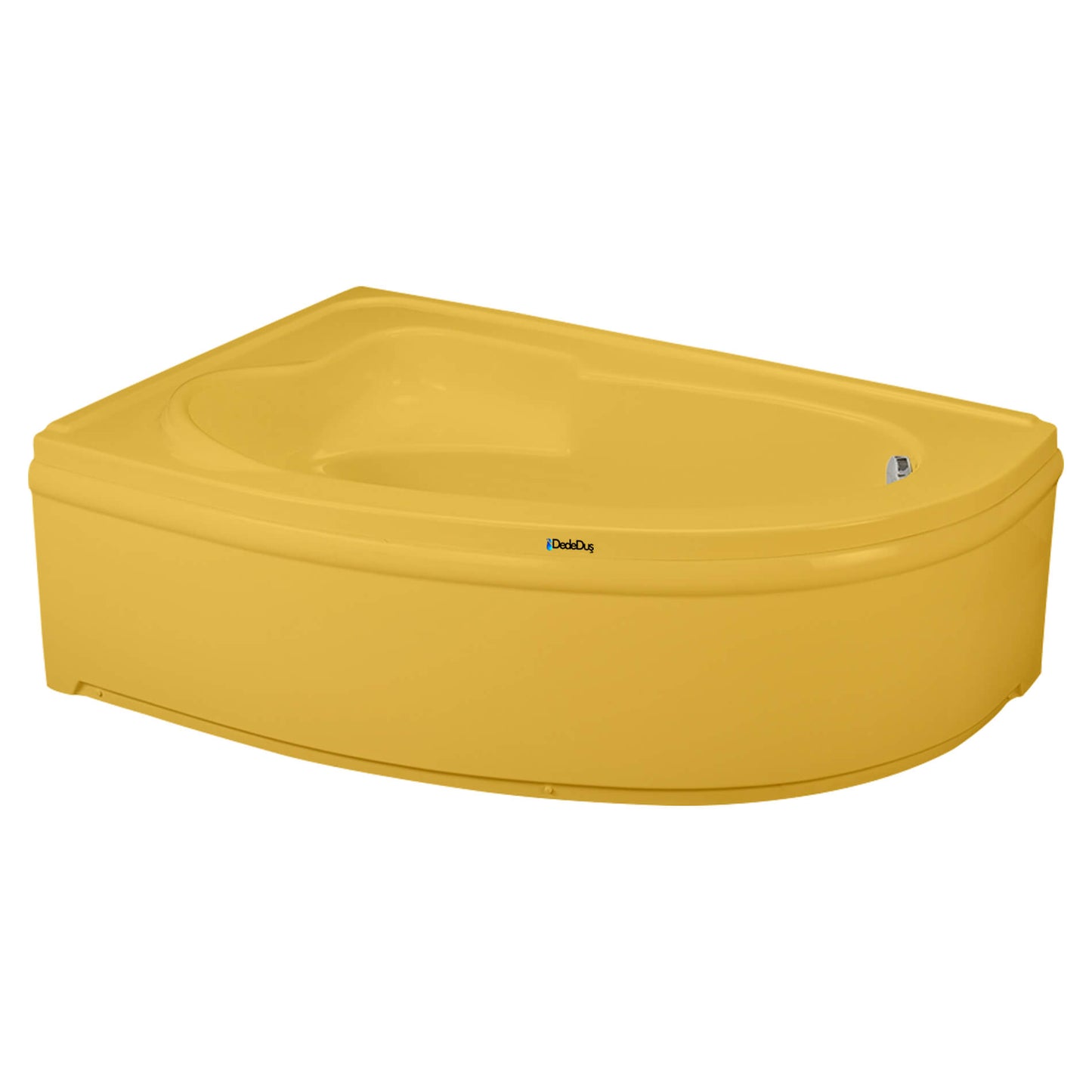sarı renkli, 105x165cm, asimetrik oturmalı küvet jakuzi, PRO Aşiyan modeli, Dede Duş, Gebze
