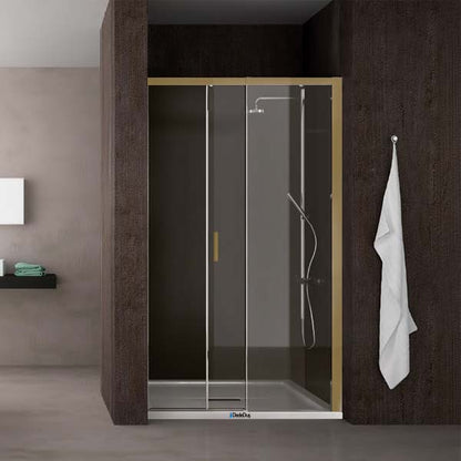 2 Fixed, 2 Sliding Luxury Sliding Glass Shower Cabin Between Two Walls